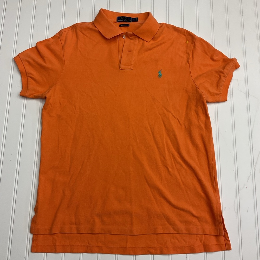 Polo Ralph Lauren Orange Custom Fit Short Sleeve Polo Shirt Mens Large